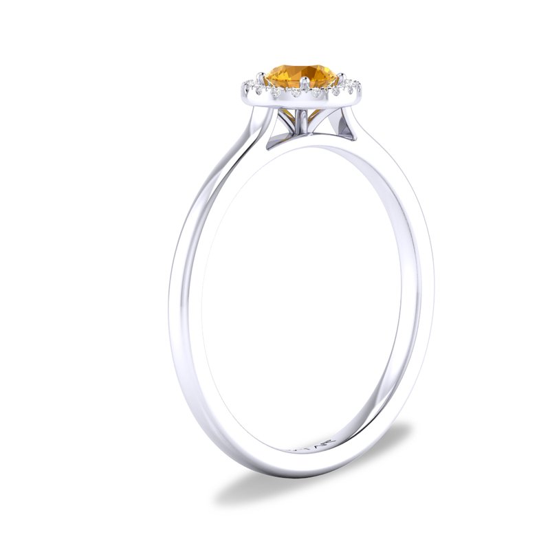 10K or 14K Yellow or White Gold Citrine and Diamond Halo Ring