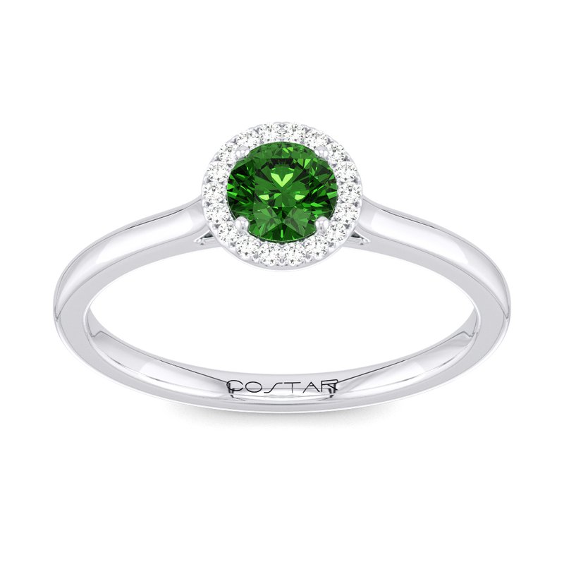 10K or 14K Yellow or White Gold Emerald and Diamond Halo Ring