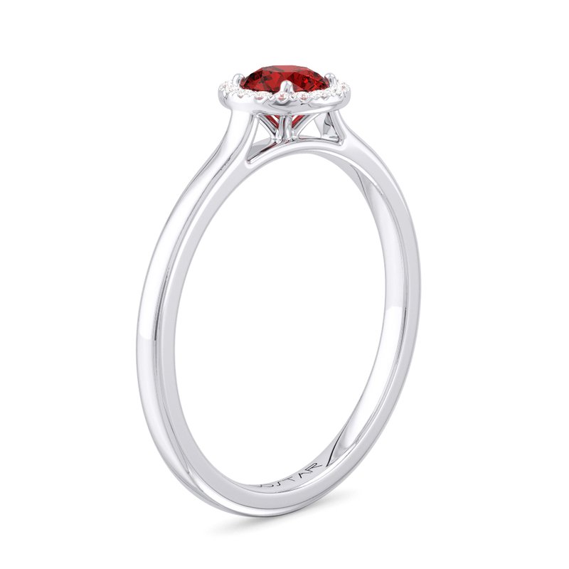 10K or 14K Yellow or White Gold Ruby and Diamond Halo Ring