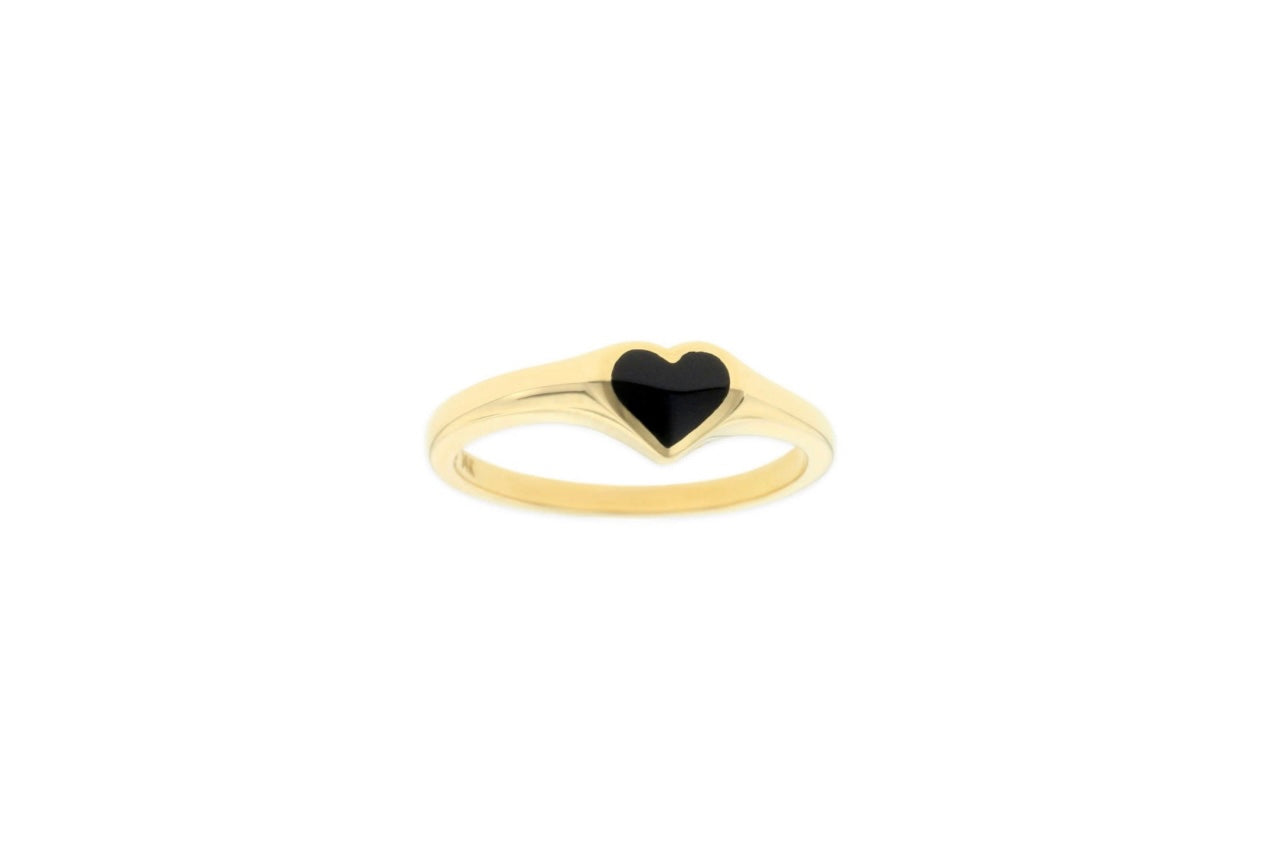 14K Yellow Gold Onyx KABANA Heart Ring