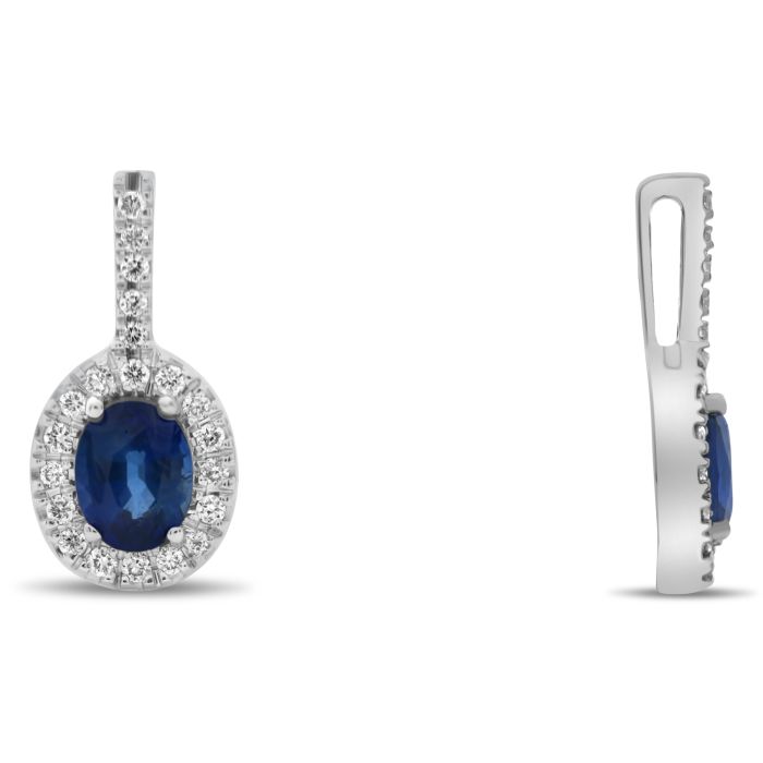 14K White Gold Sapphire and Diamond Pendant