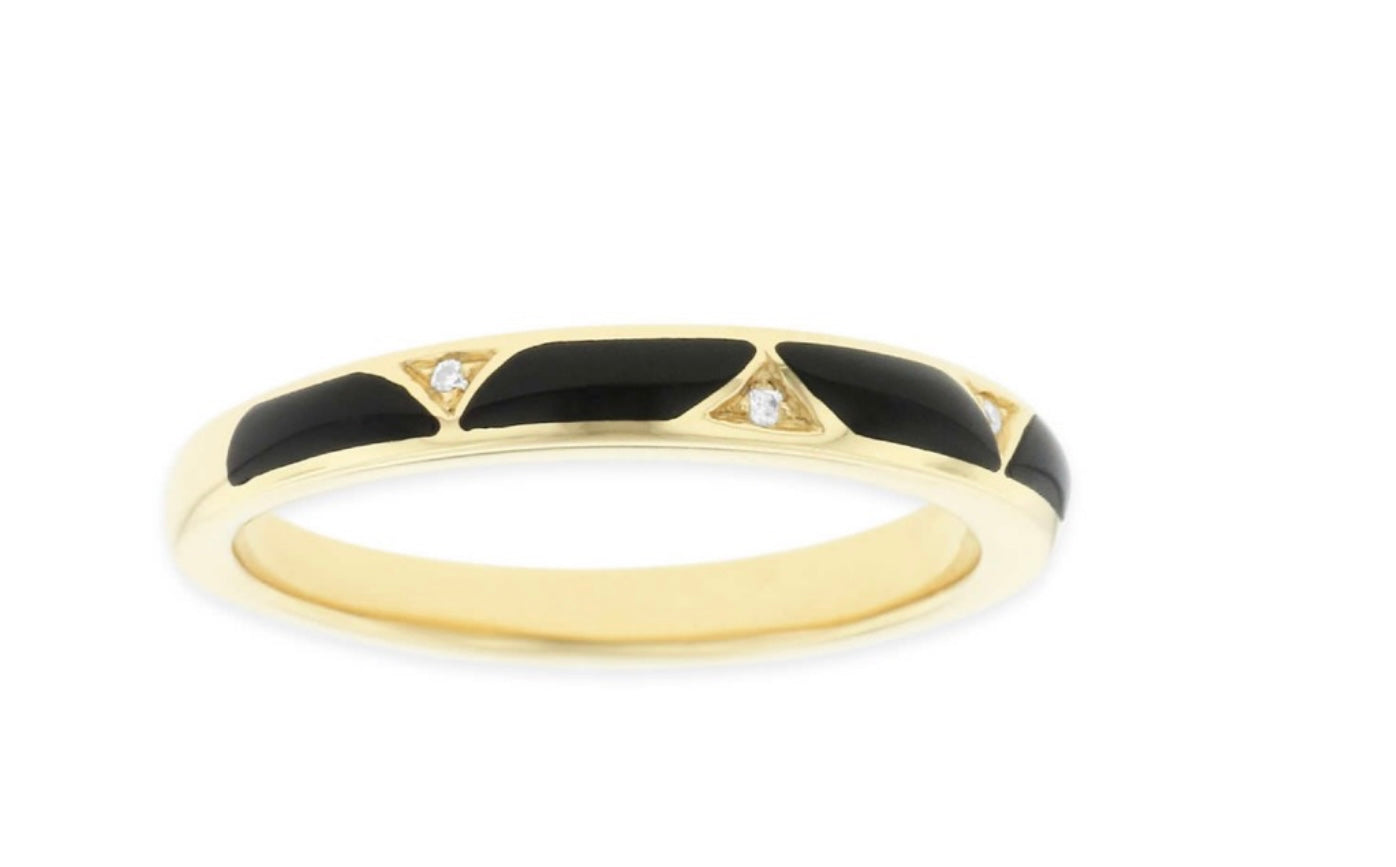 14K Yellow Gold Diamond and Onyx KABANA Band