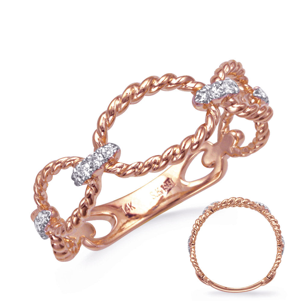 14K Yellow Gold Twisted Diamond Paper Clip Band