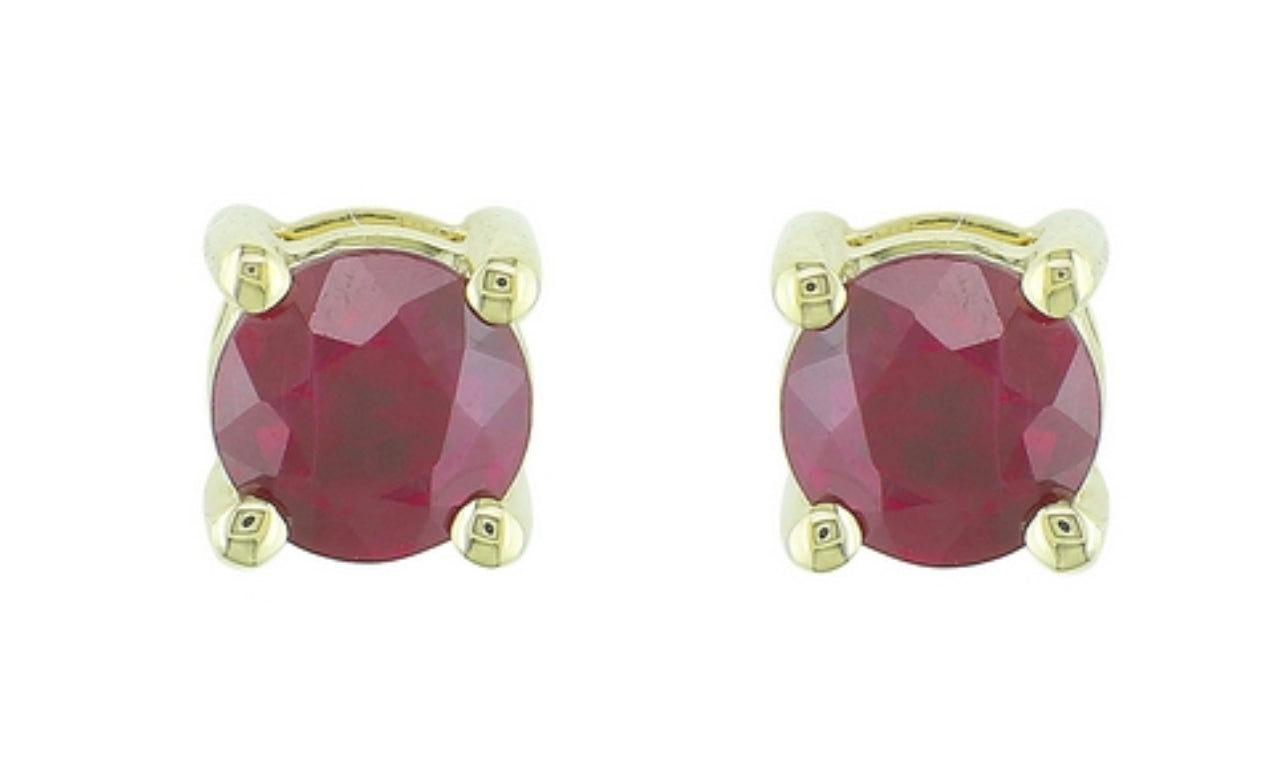 14K White Gold Ruby Stud Earrings
