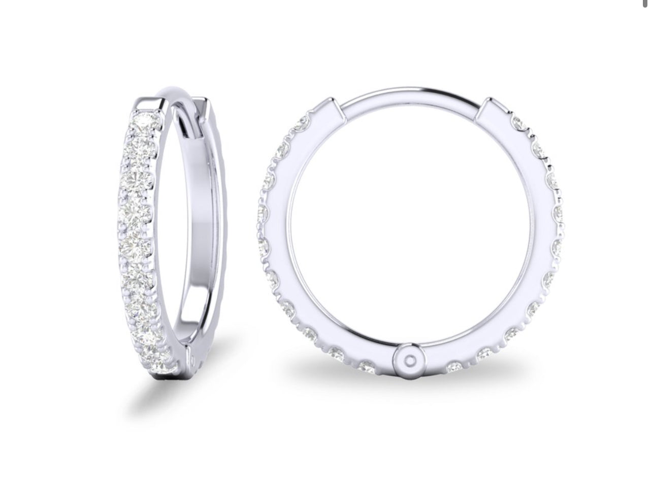 14K Yellow or White Gold Diamond Huggies