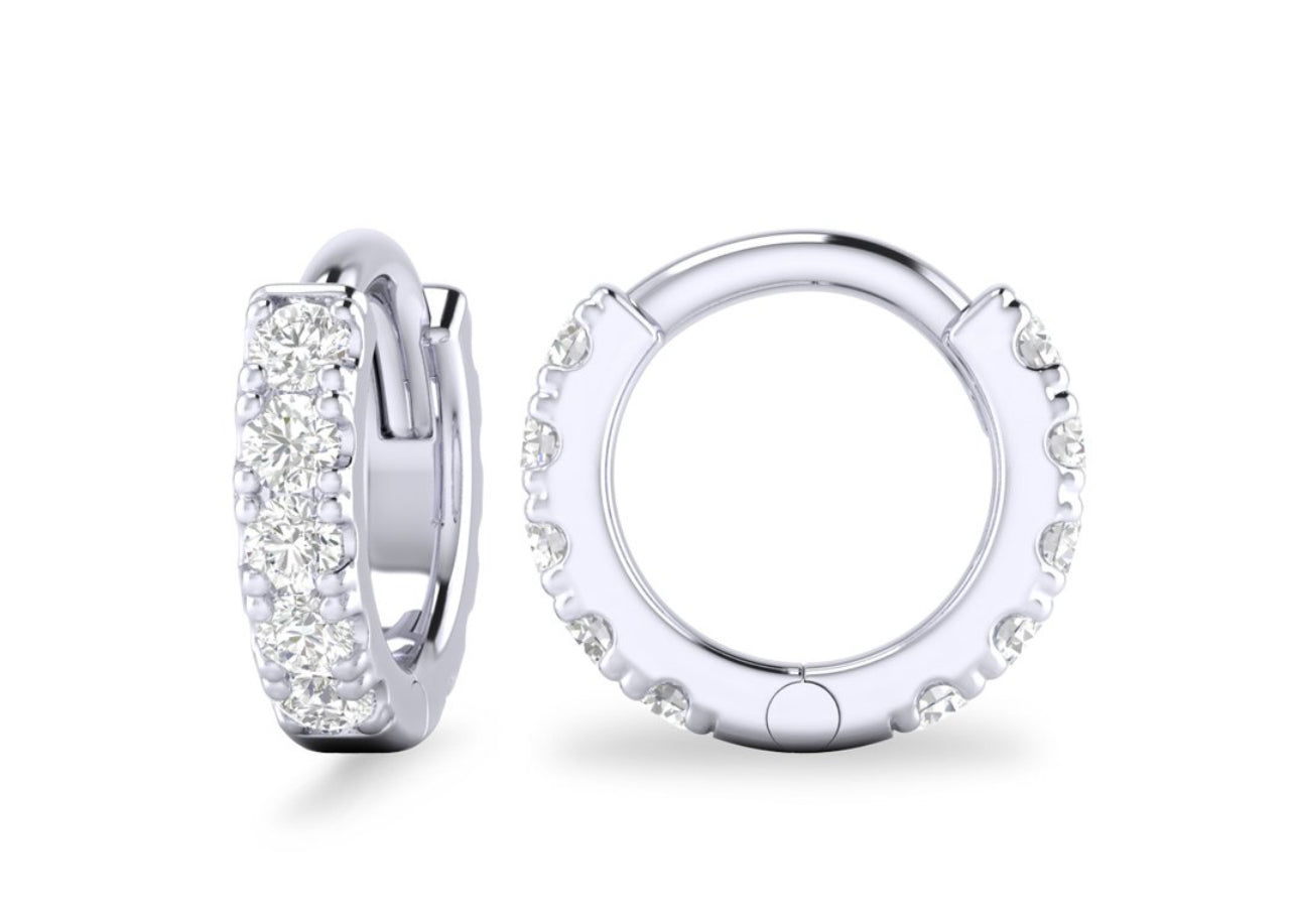 14K Yellow or White Gold Diamond Huggies