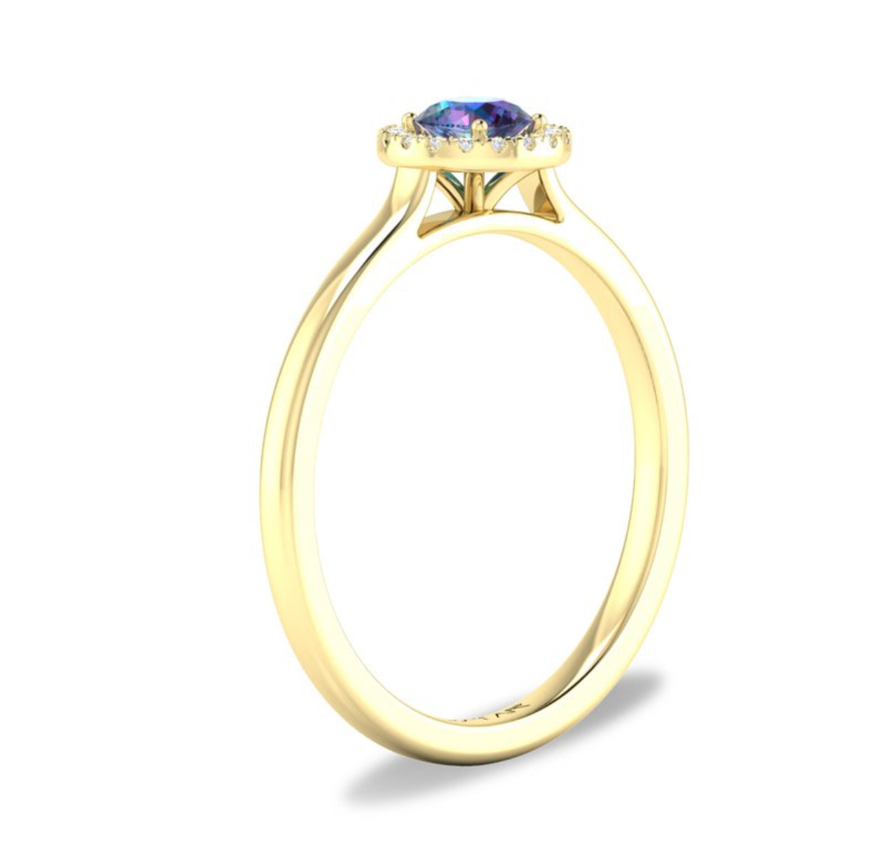 10K or 14K White or Yellow Gold Created Alexandrite and Diamond Halo Ring