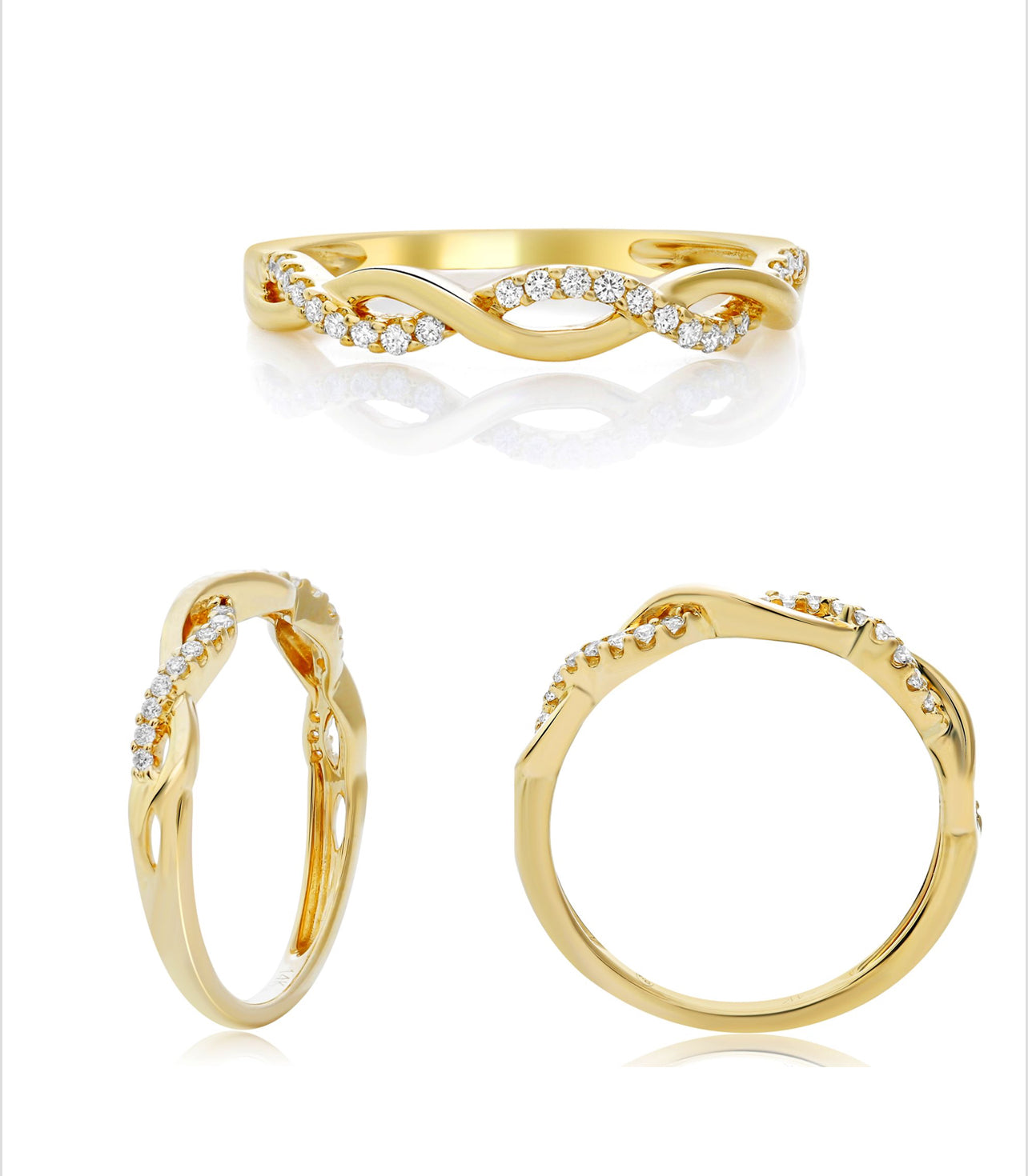 14K Yellow Diamond Accented Loose Twist Band