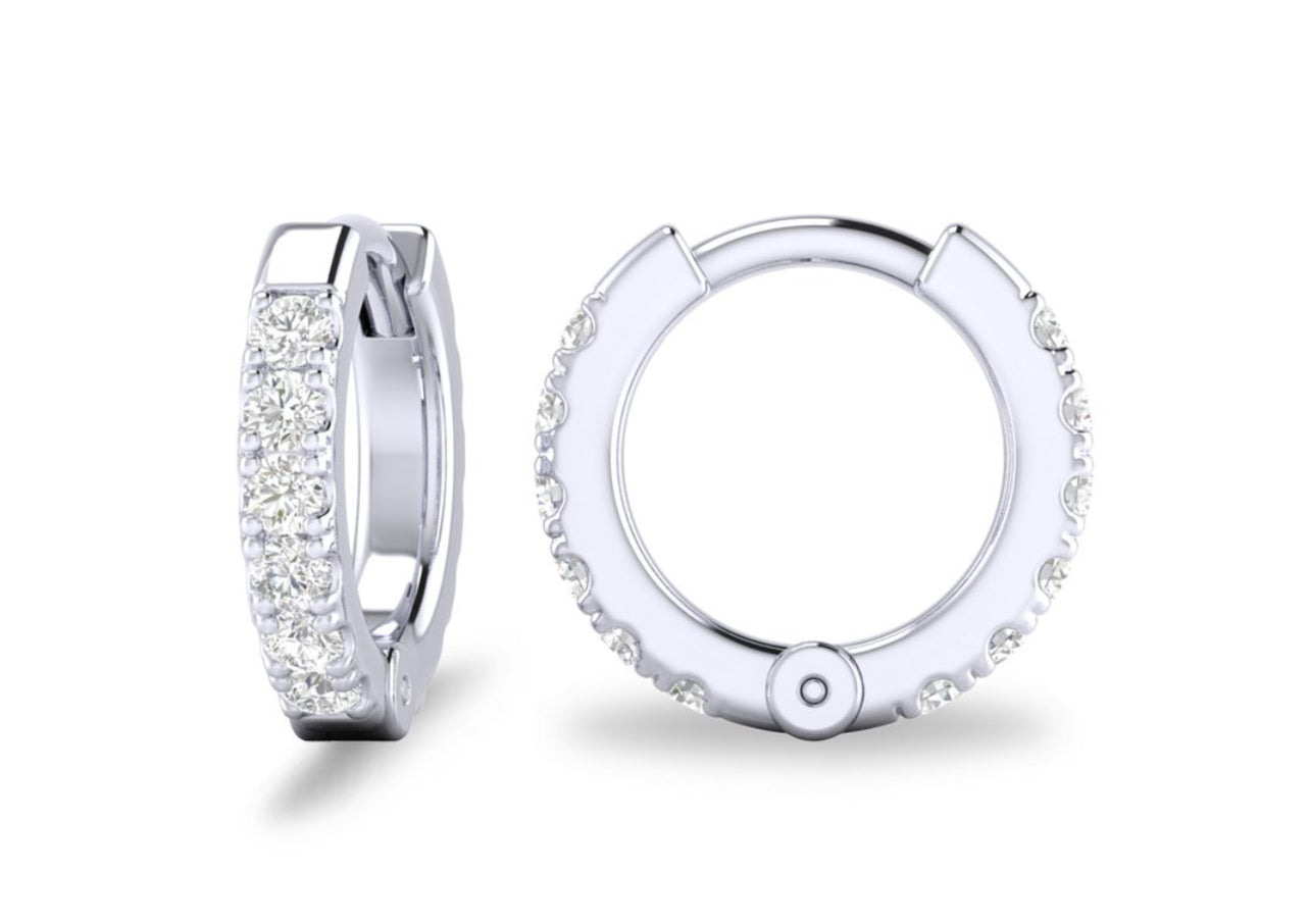 14K Yellow or White Gold Diamond Huggies