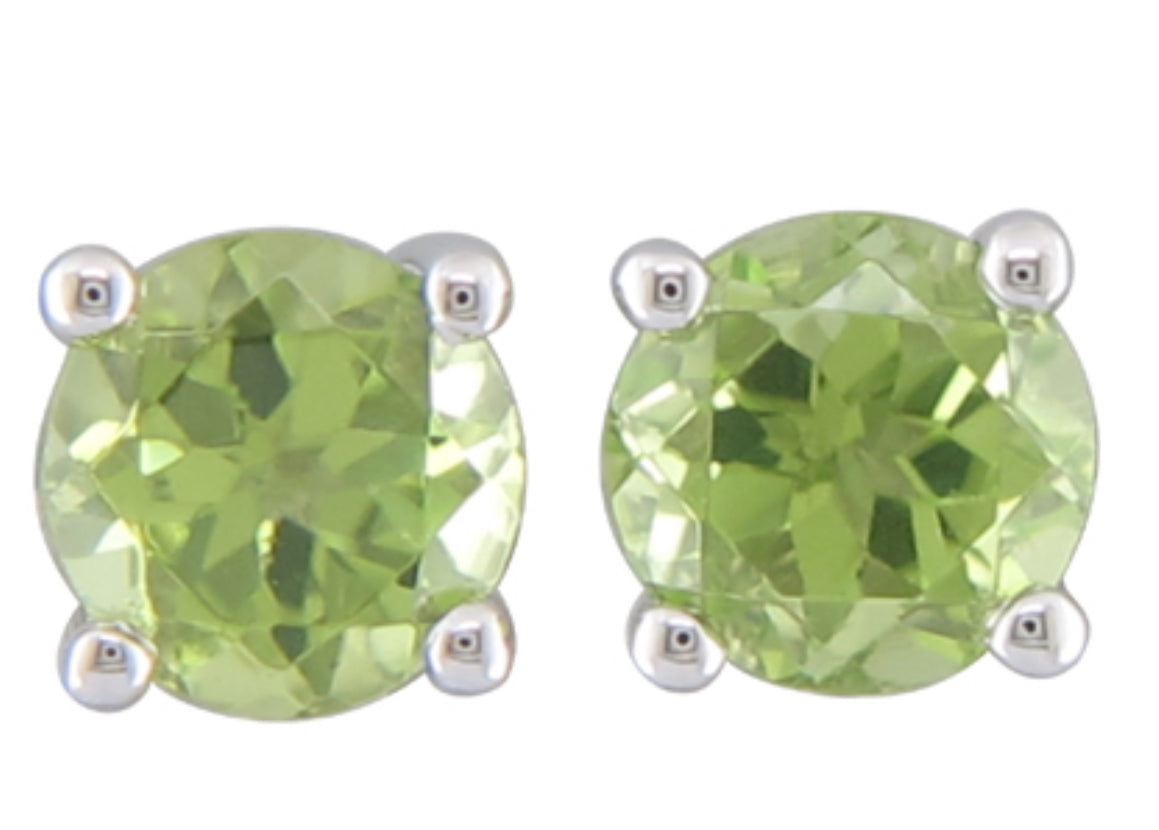 14K Yellow Gold Peridot Stud Earrings