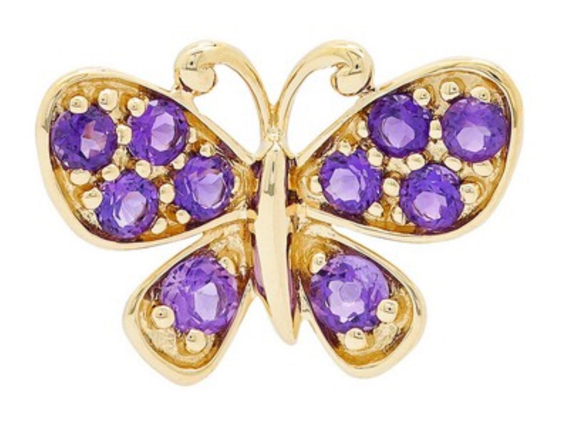 14K Yellow Gold Amethyst Butterfly Pendant
