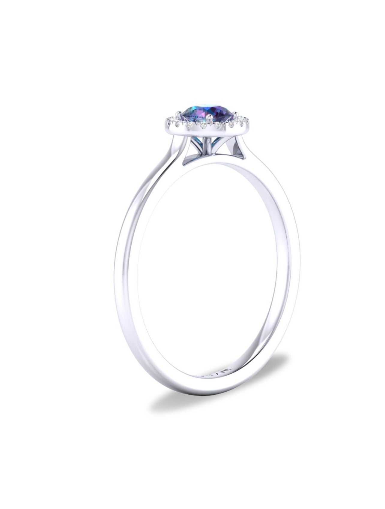 10K or 14K White or Yellow Gold Created Alexandrite and Diamond Halo Ring