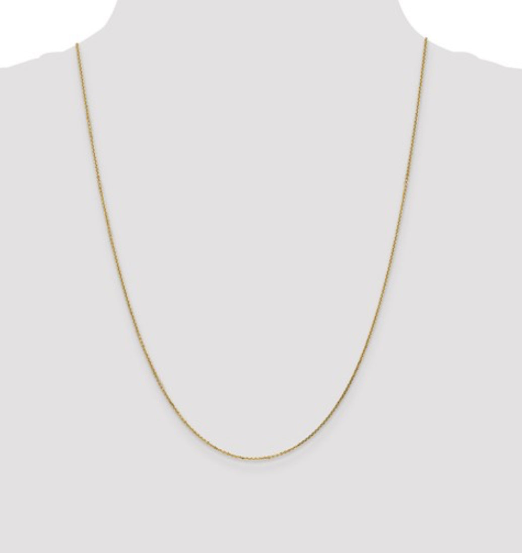 14K Yellow Gold .80MM Cable Chain with Lobster Clasp