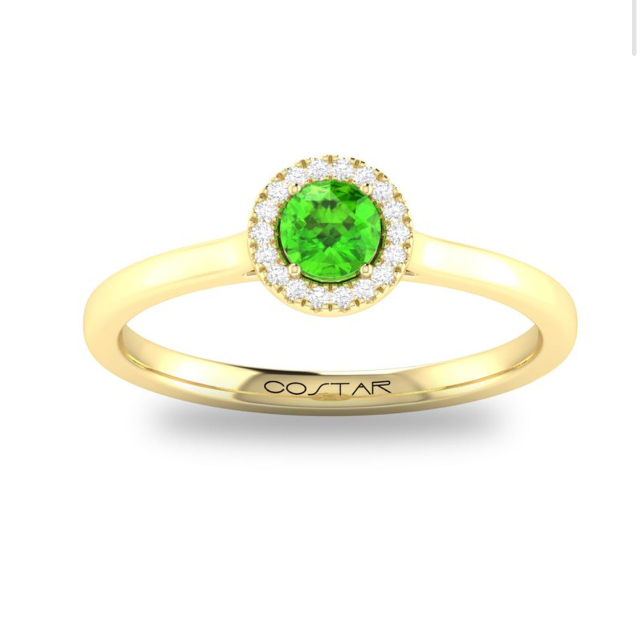 10K or 14K White or Yellow Gold Peridot and Diamond Halo Ring
