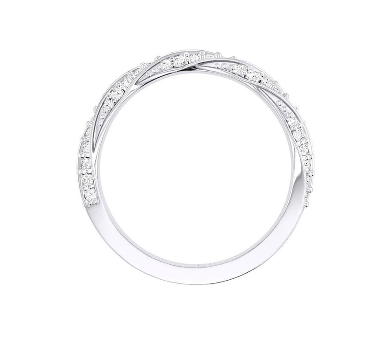 14K White Gold Diamond Twist Stackable Band