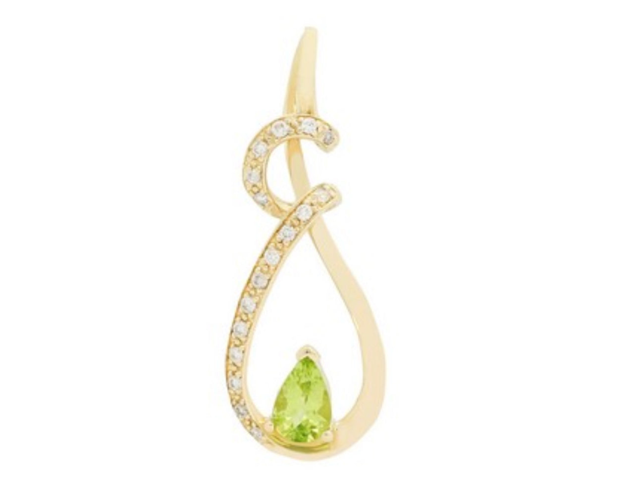 14K Yellow Gold Peridot and Diamond Pendant