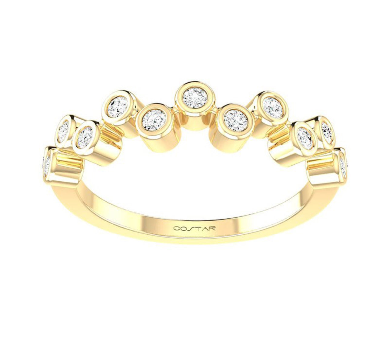 14K White Gold Zig Zag Bezel Set Diamond Band