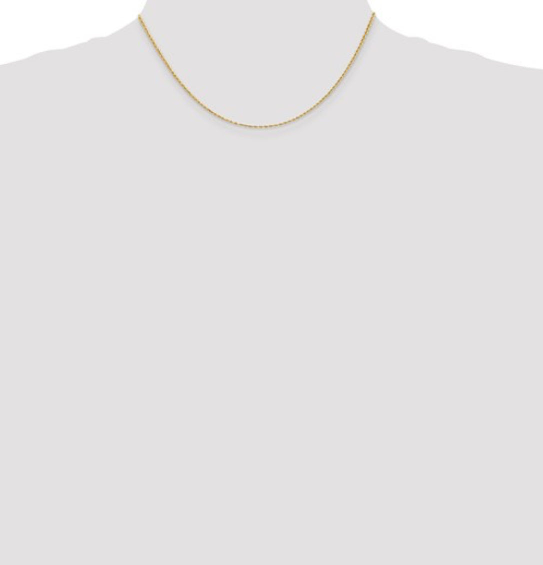 14K Yellow Gold 1.30MM Rope Chain with Lobster Clasp