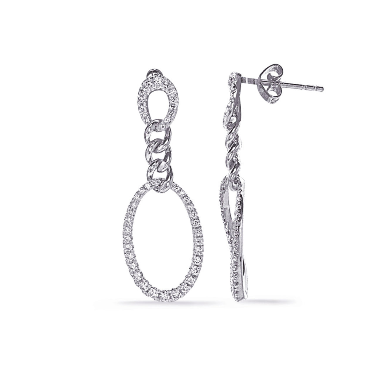 14K White Gold Trendsetting Drop Earrings