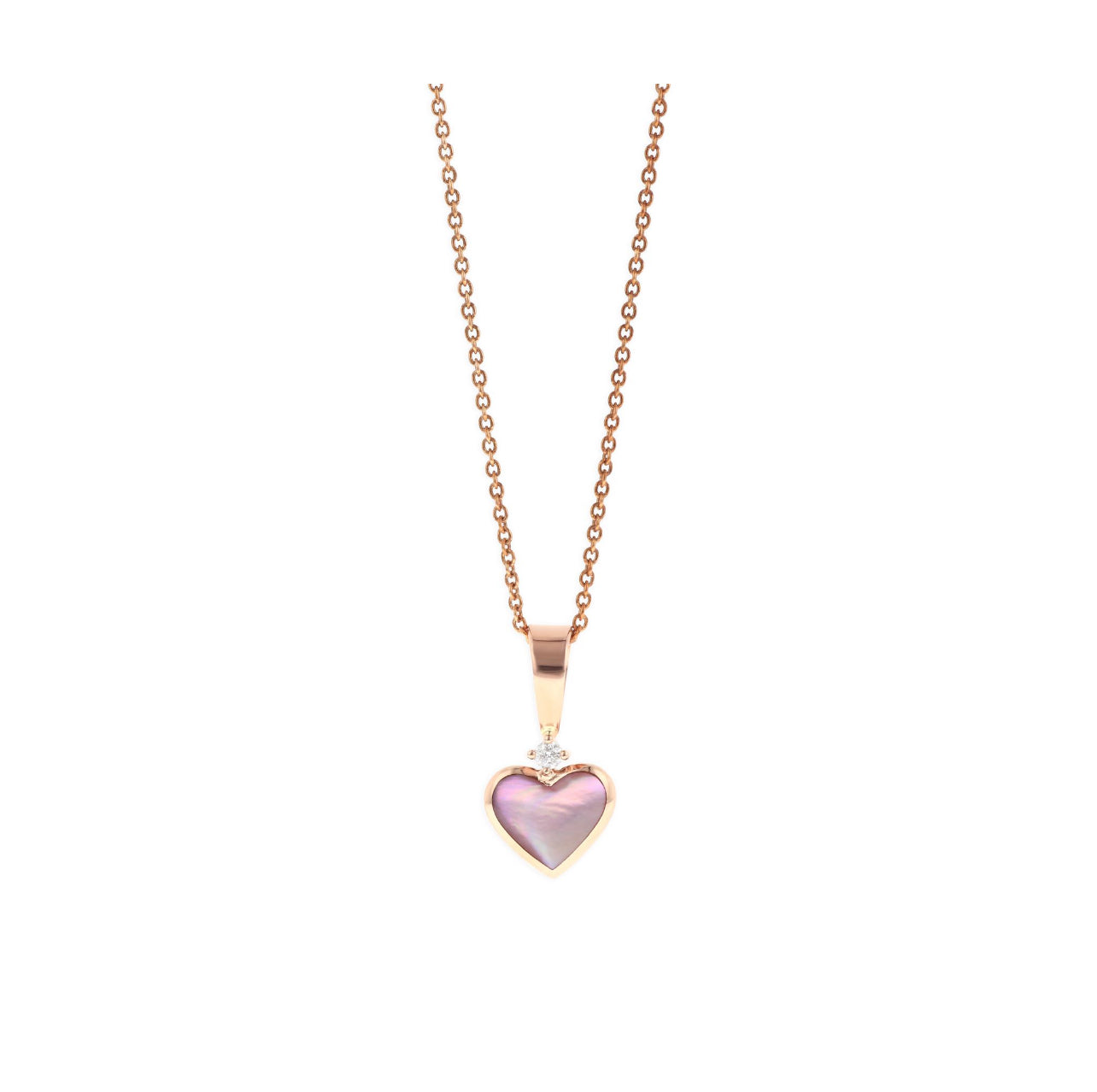 14K Rose Gold KABANA Mother of Pearl and Diamond Heart Pendant