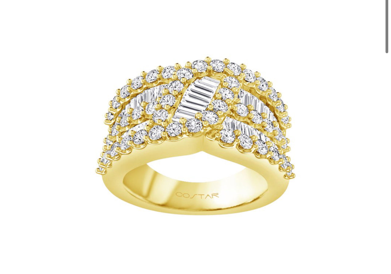 14K Fancy Round and Baguette Diamond Band
