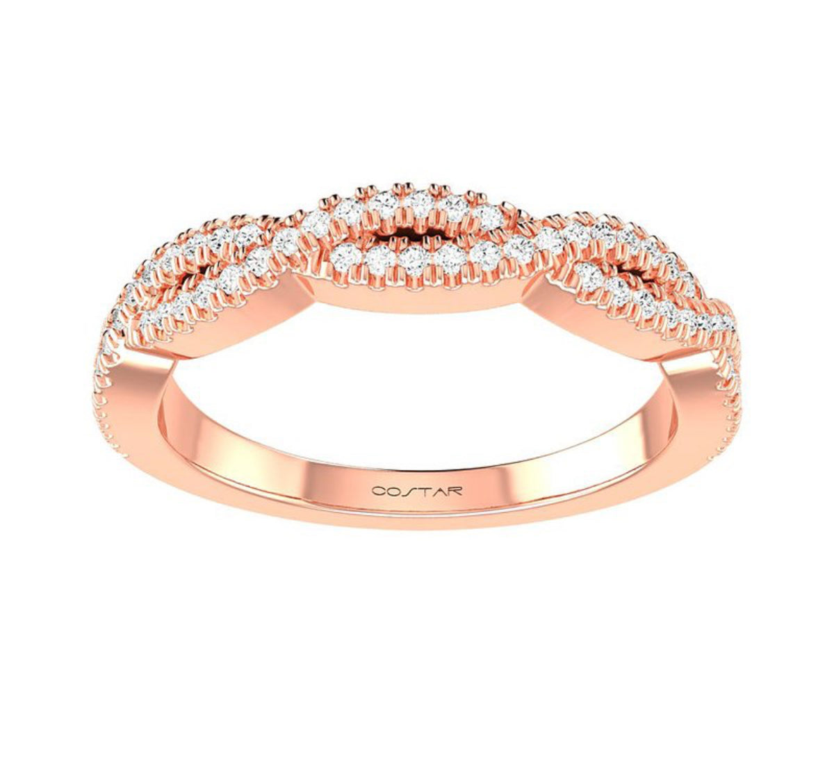 14K White Gold Entwined Diamond Stackable Band