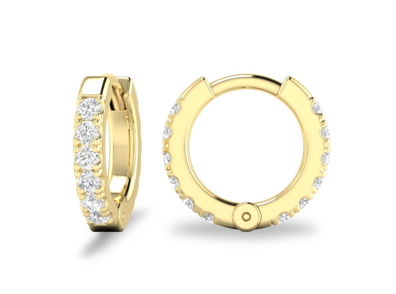 14K Yellow or White Gold Diamond Huggies