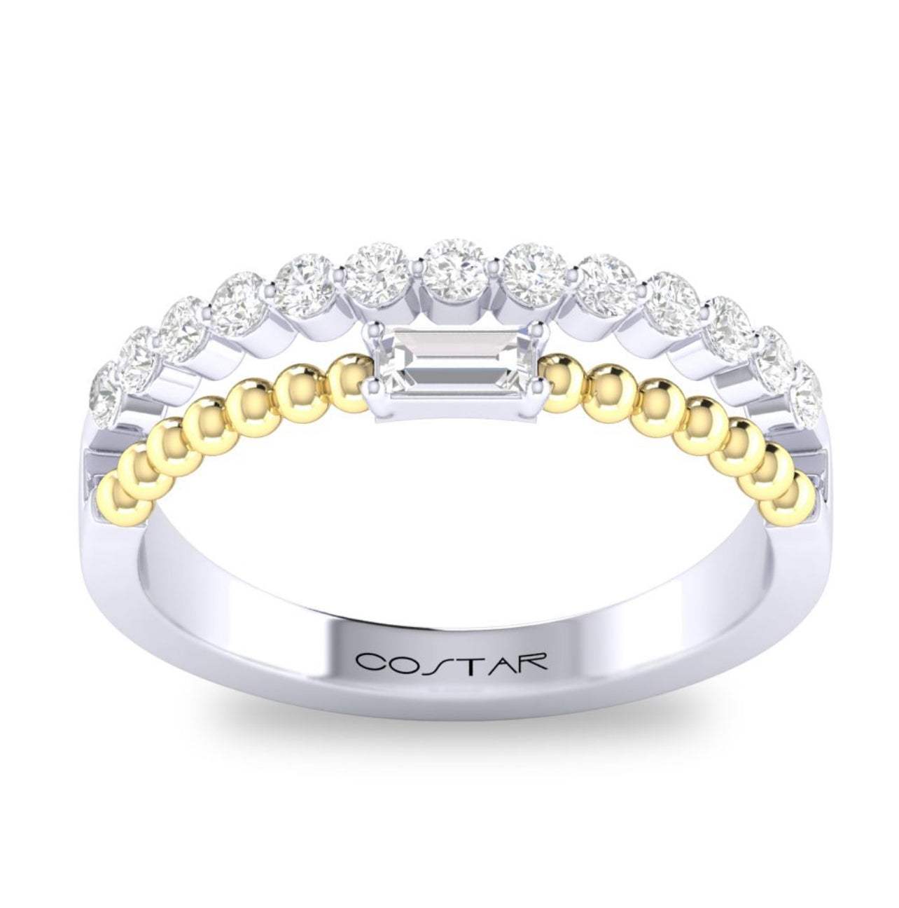 14K White and Yellow Gold Diamond Band