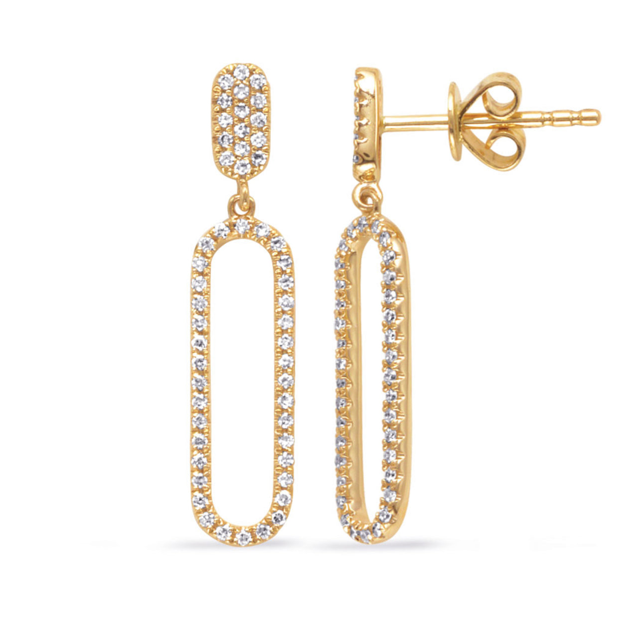 14K Yellow Gold Radiant Dangle Earrings