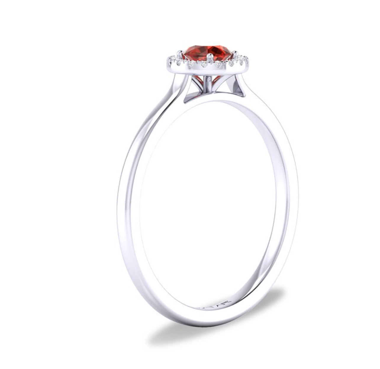 10K or 14K Yellow or White Gold Garnet and Diamond Halo Ring