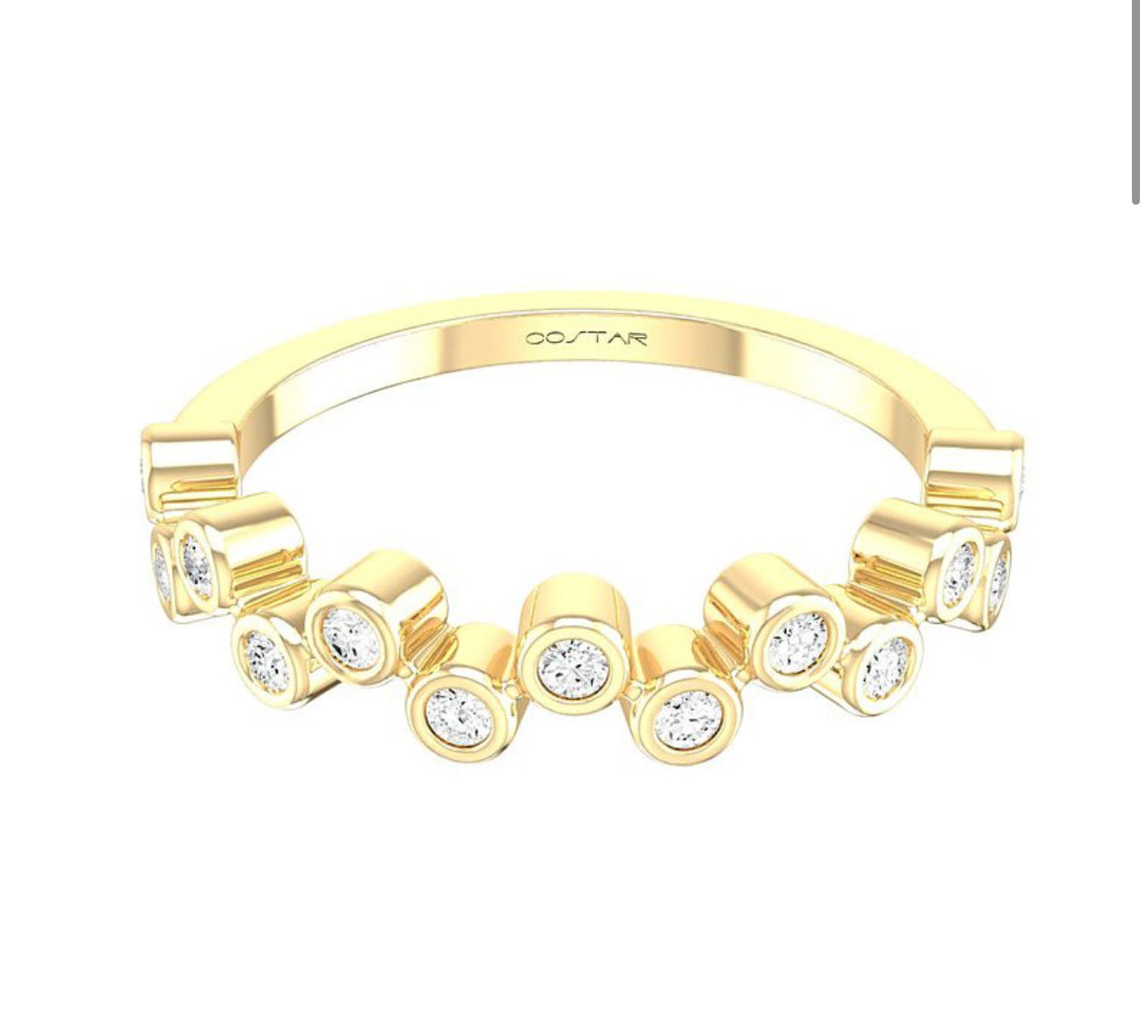 14K White Gold Zig Zag Bezel Set Diamond Band