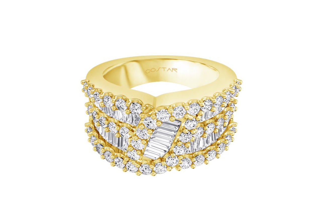 14K Fancy Round and Baguette Diamond Band