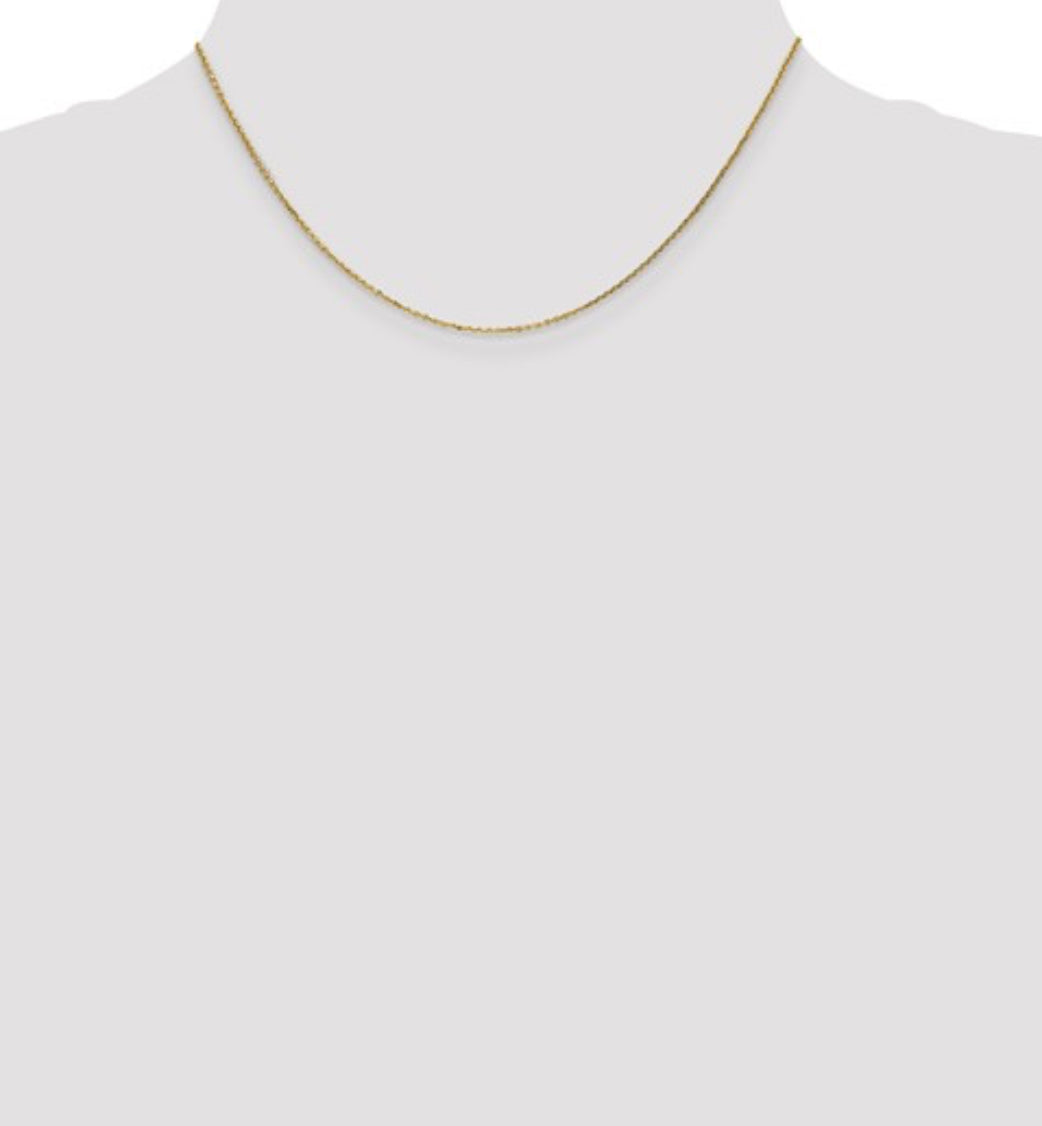 14K Yellow Gold .80MM Cable Chain with Lobster Clasp