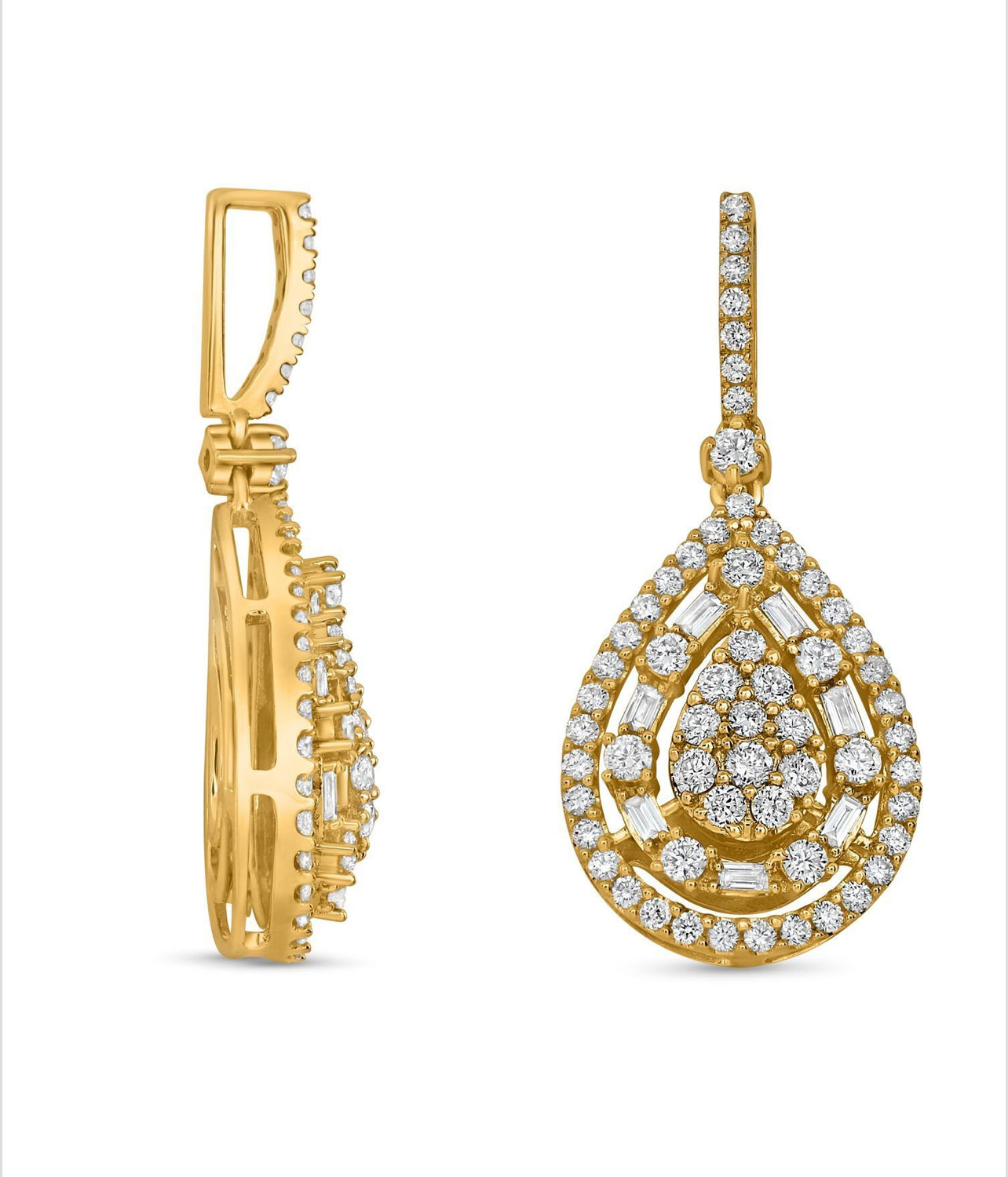 14K Yellow Gold Diamond Pear-Shaped Cluster Pendant