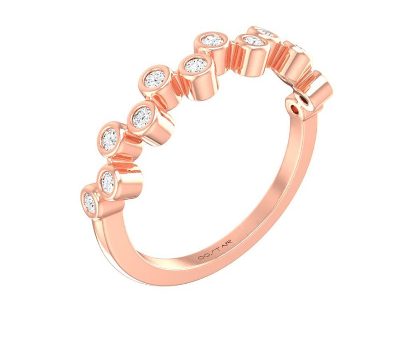 14K White Gold Zig Zag Bezel Set Diamond Band