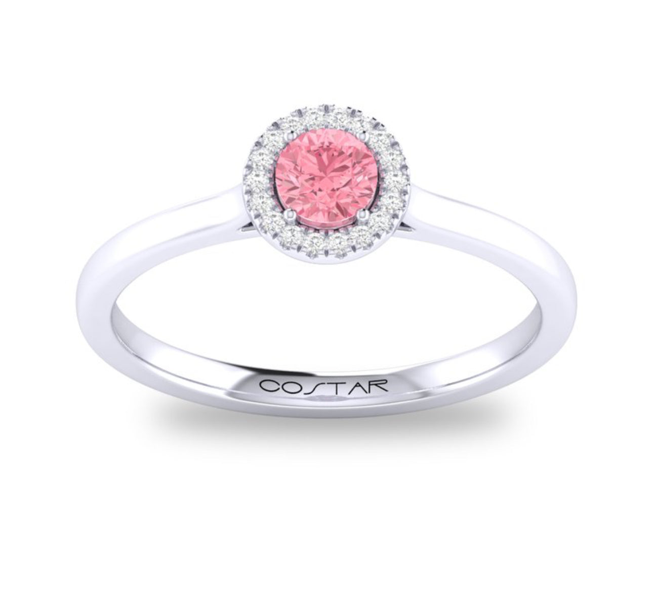 10K or 14K Yellow or White Gold Pink Tourmaline and Diamond Halo Ring