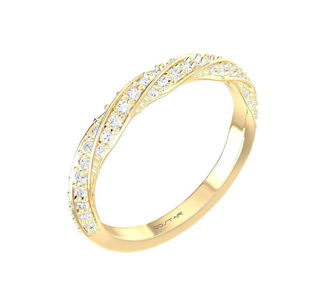 14K White Gold Diamond Twist Stackable Band