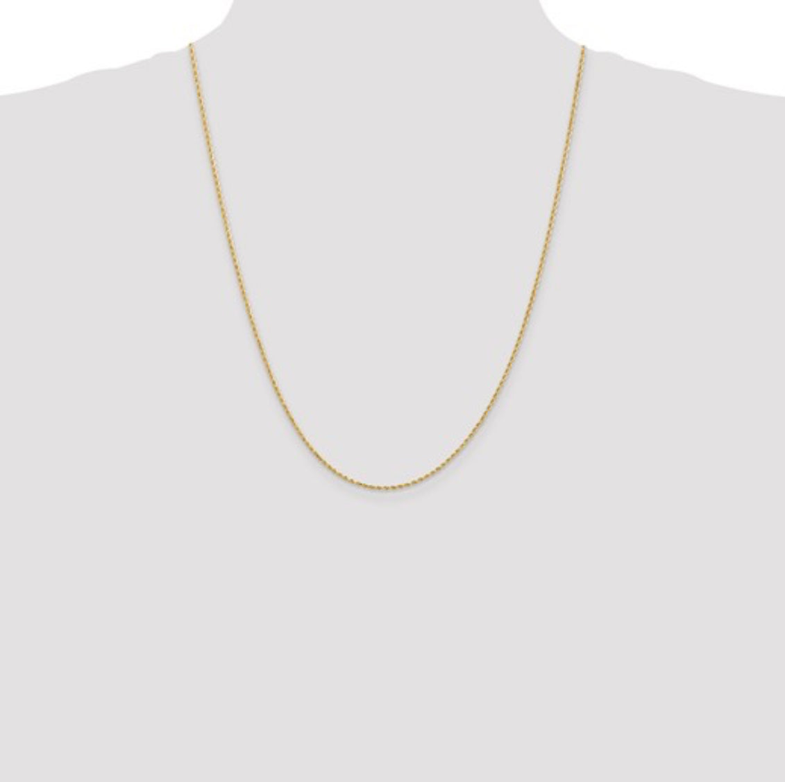 14K Yellow Gold 1.30MM Rope Chain with Lobster Clasp