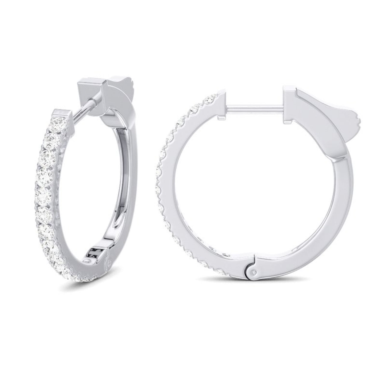 14K Yellow Gold Small Diamond Huggies Hoop Earrings