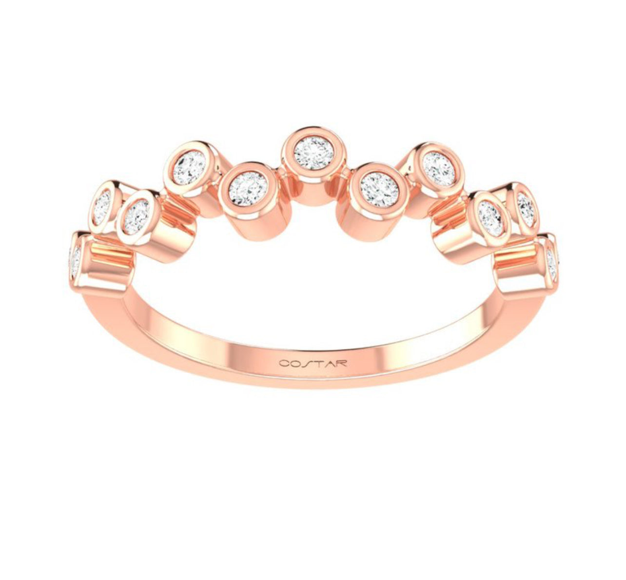 14K White Gold Zig Zag Bezel Set Diamond Band