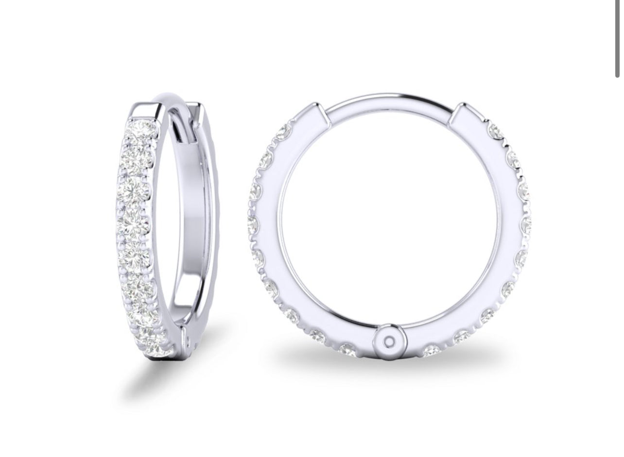 14K Yellow or White Gold Diamond Huggies