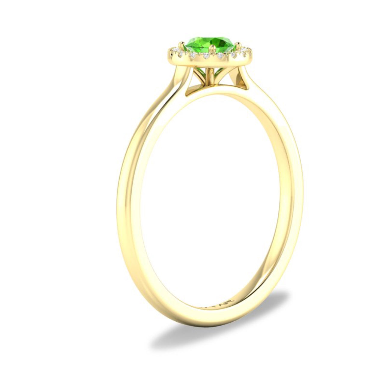 10K or 14K White or Yellow Gold Peridot and Diamond Halo Ring