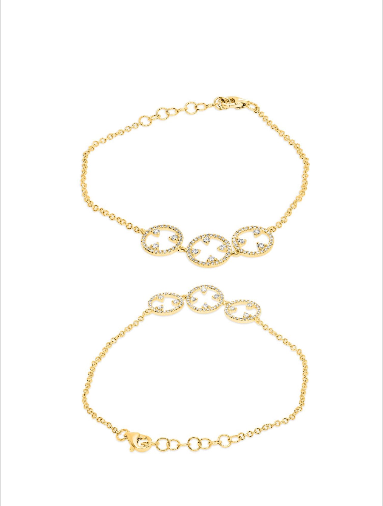 14K Yellow Gold Diamond Circle Bracelet
