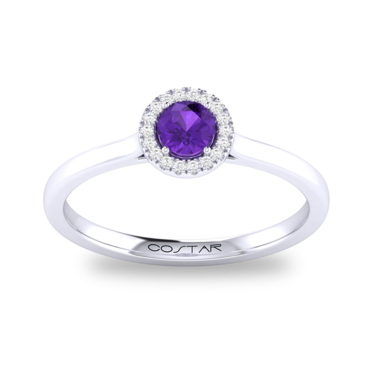 10K white solid gold & hot amethyst Ring 8