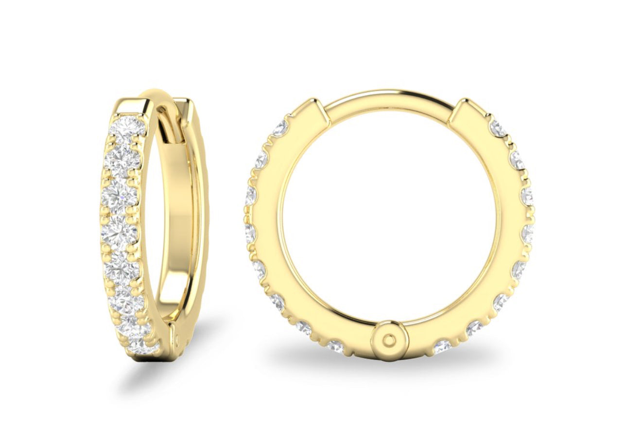 14K Yellow or White Gold Diamond Huggies