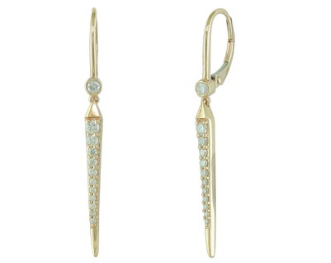 14K Yellow Gold Graduating Diamond Dangle Earrings