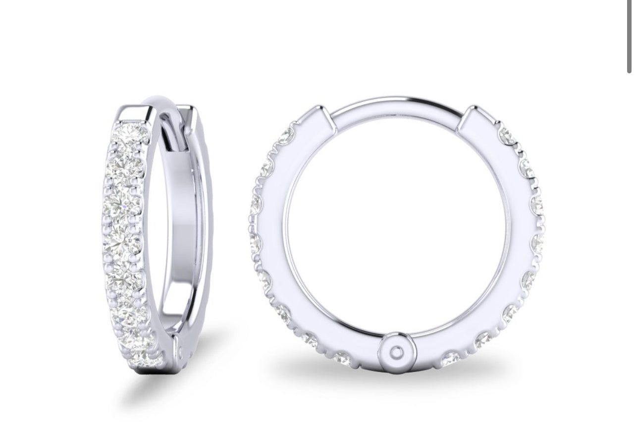 14K Yellow or White Gold Diamond Huggies