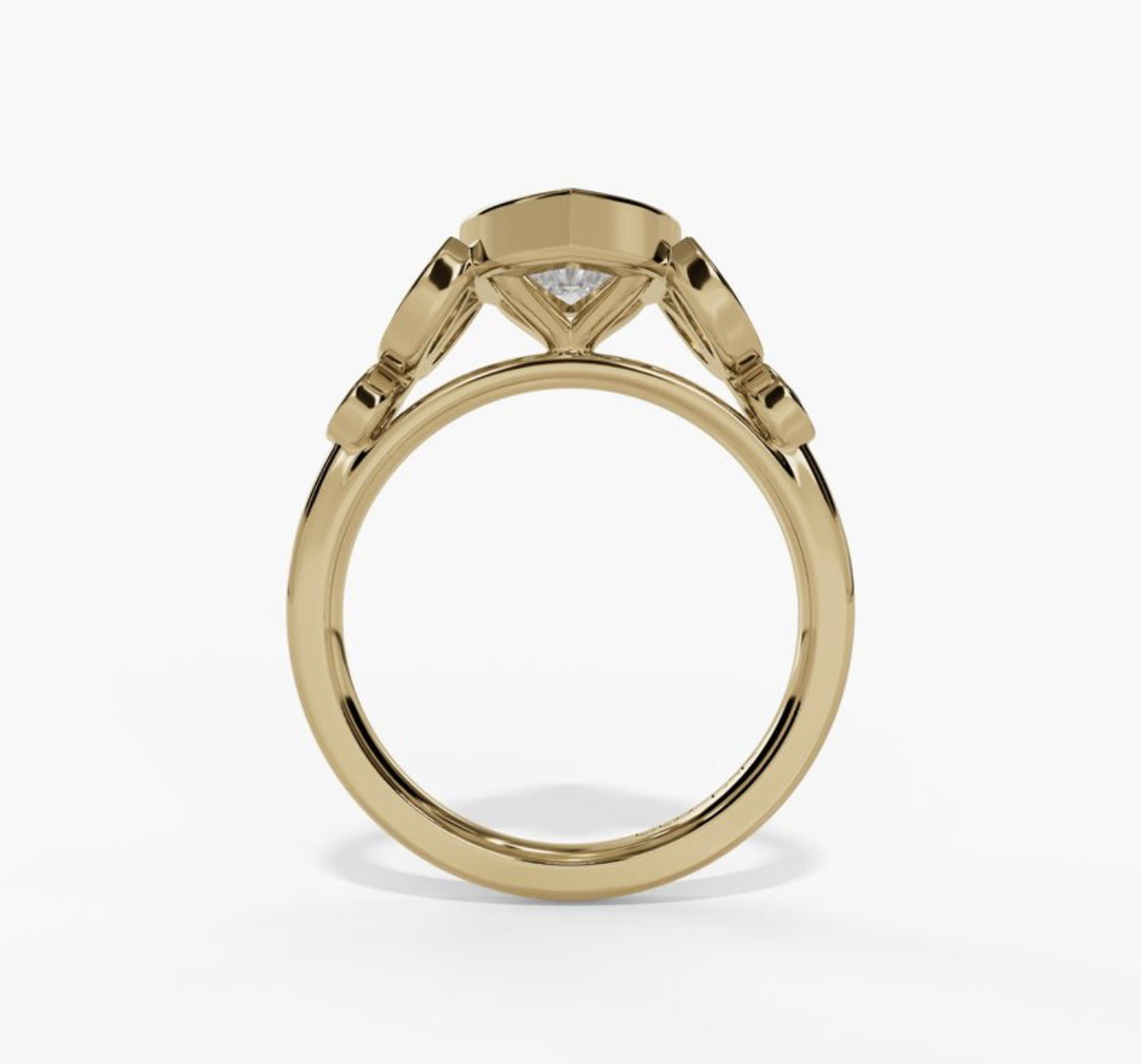 14K Yellow Gold Bezel Set LAB Grown Marquise Cut Diamond Engagement Ring