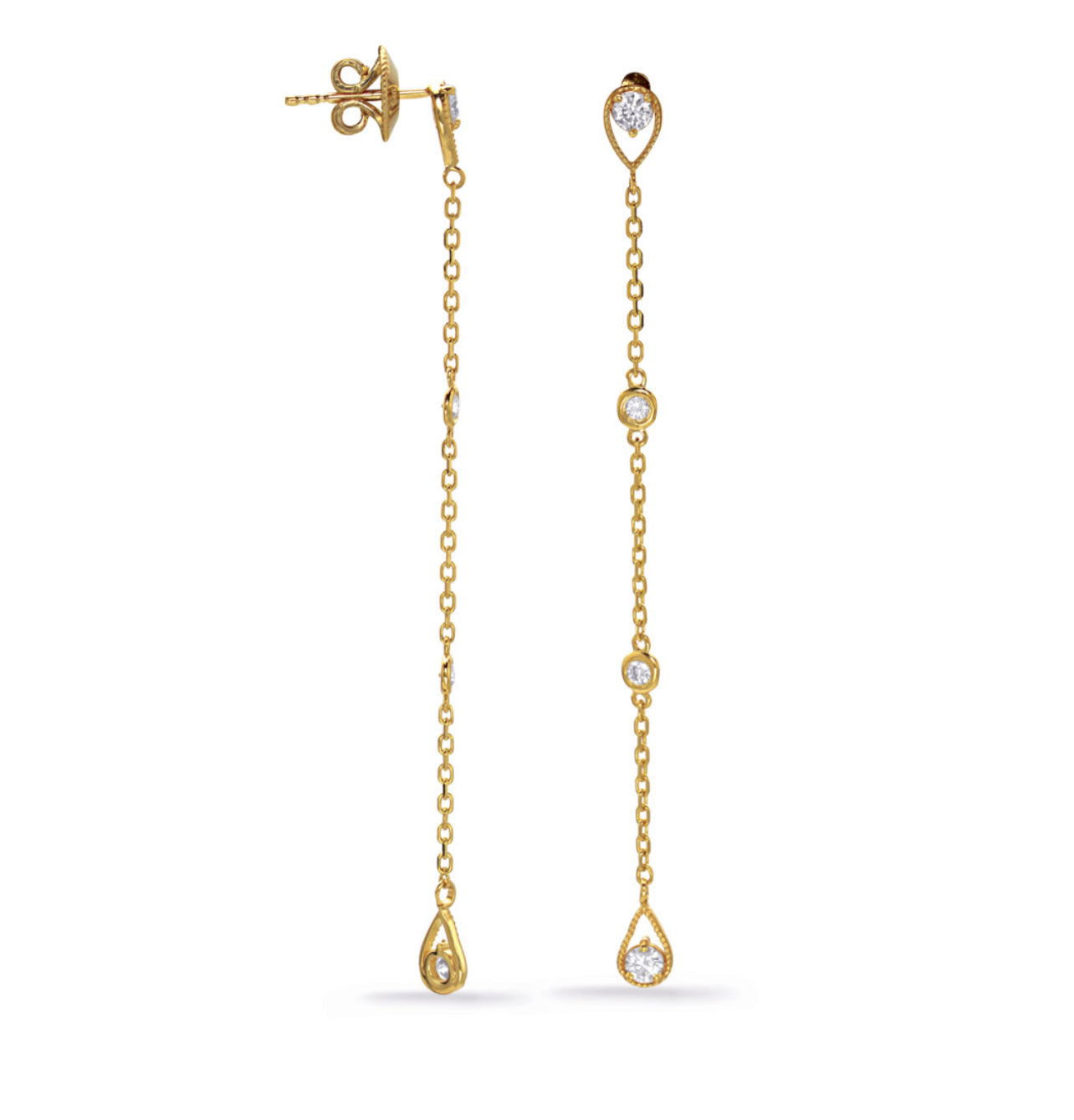14K White Gold Diamond Teardrop Earrings