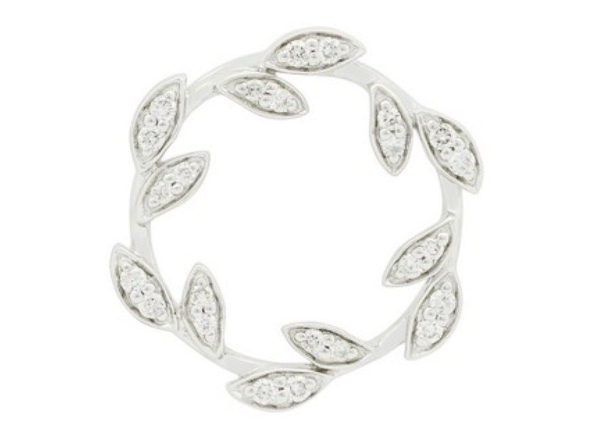 14K White Gold Leaf Diamond Pendant